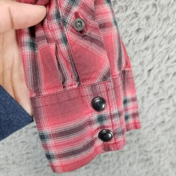 American Eagle Outfitters Shirt Mens Large Red Plaid Long Sleeve Button Up Slim - Picture 5 of 10